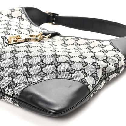 Gucci Monogram Lobster Clasp Jackie O Hobo Beige Black 10 of 10