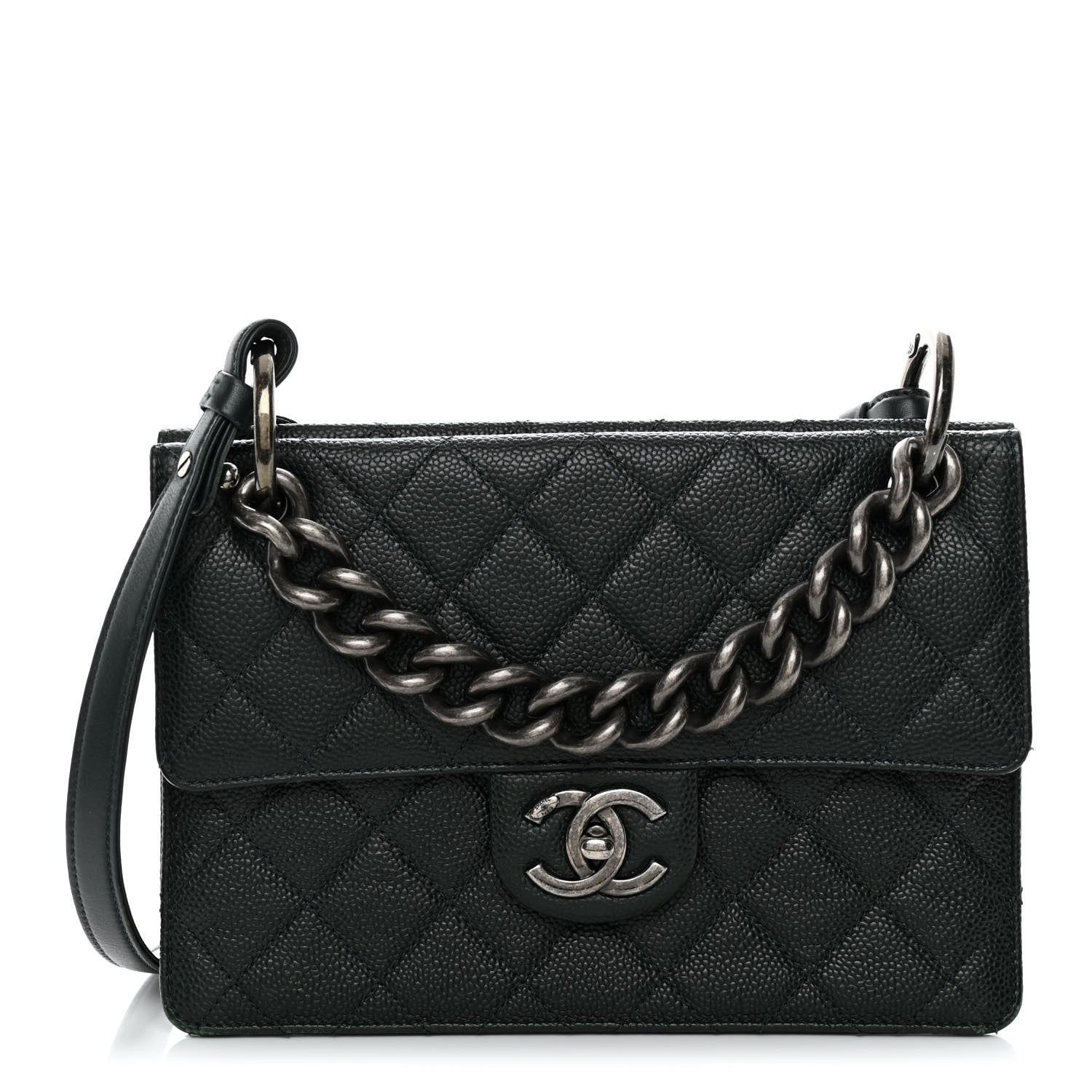 Chanel Caviar Quilted Medium Retro Class Flap Dark Green 1 of 11
