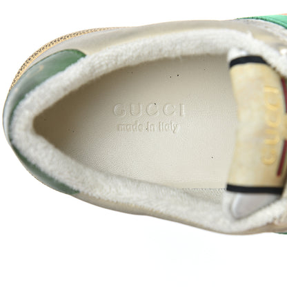 Gucci Nubuck Web Cherries Womens Screener Sneakers 35 Dusty Milk White Vintage Green 9 of 18