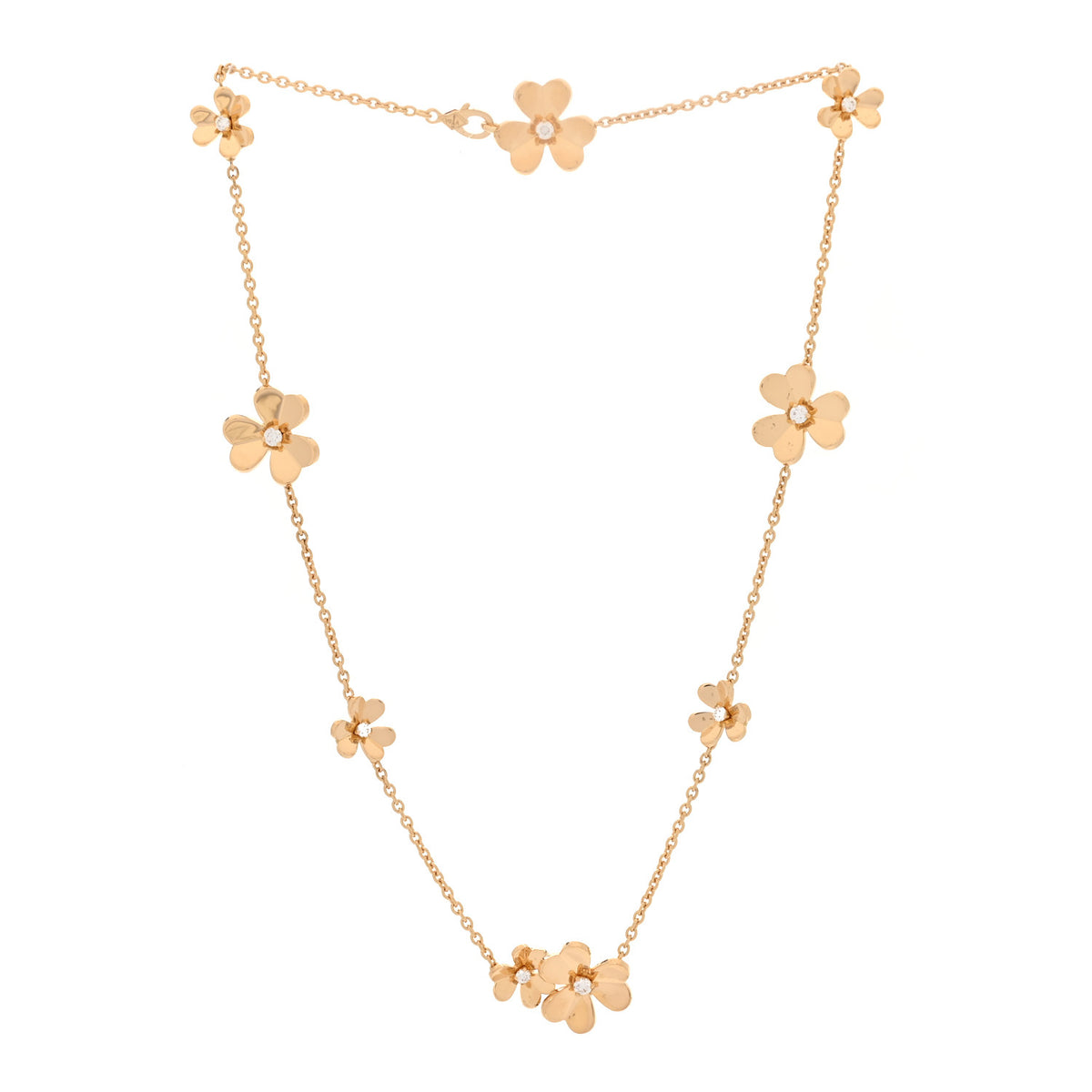 18K Yellow Gold Diamond Frivole 9 Flowers Necklace
