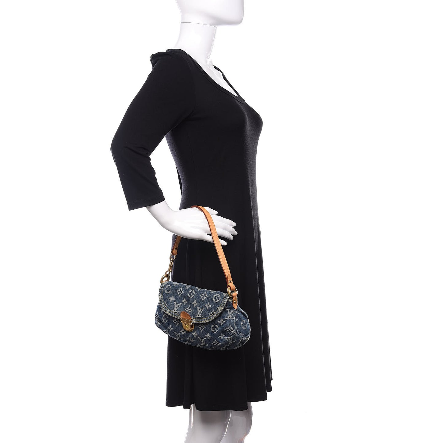 Monogram Denim Mini Pleaty Blue