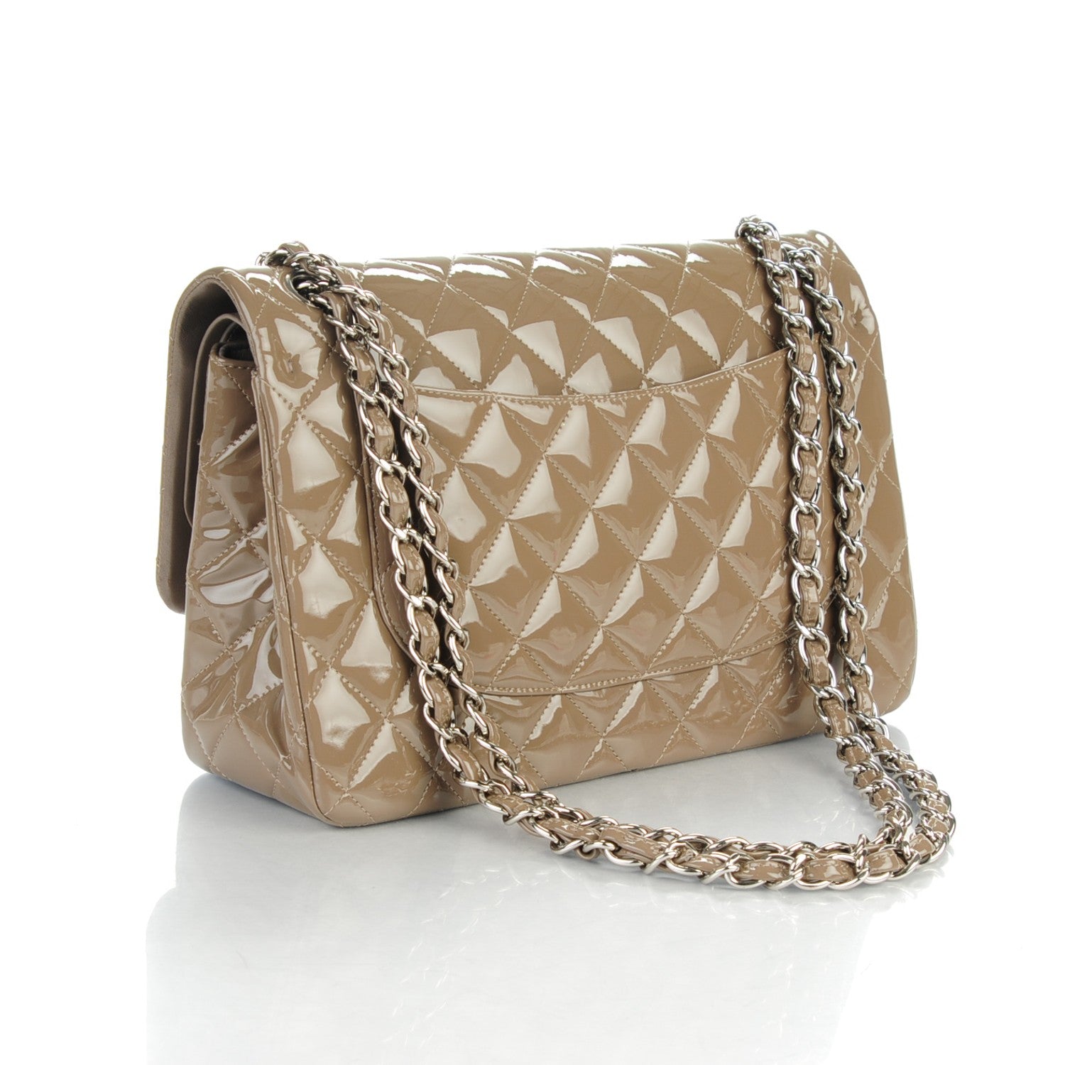 Chanel Patent Quilted Jumbo Double Flap Grey 3 of 7