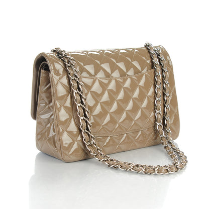 Chanel Patent Quilted Jumbo Double Flap Grey 3 of 7