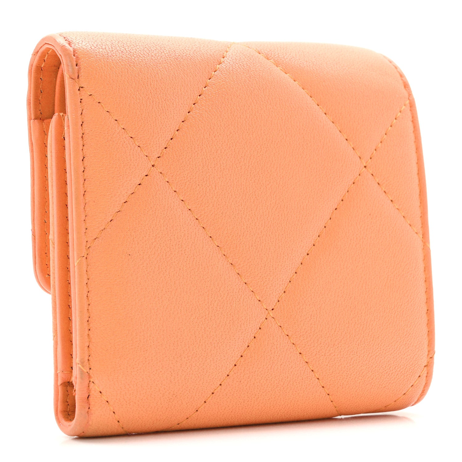 Chanel Goatskin Quilted Small Chanel 19 Flap Wallet Orange 1819411