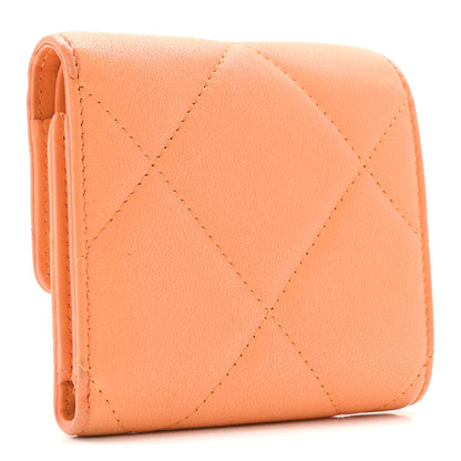 Chanel Goatskin Quilted Small Chanel 19 Flap Wallet Orange 3 of 13