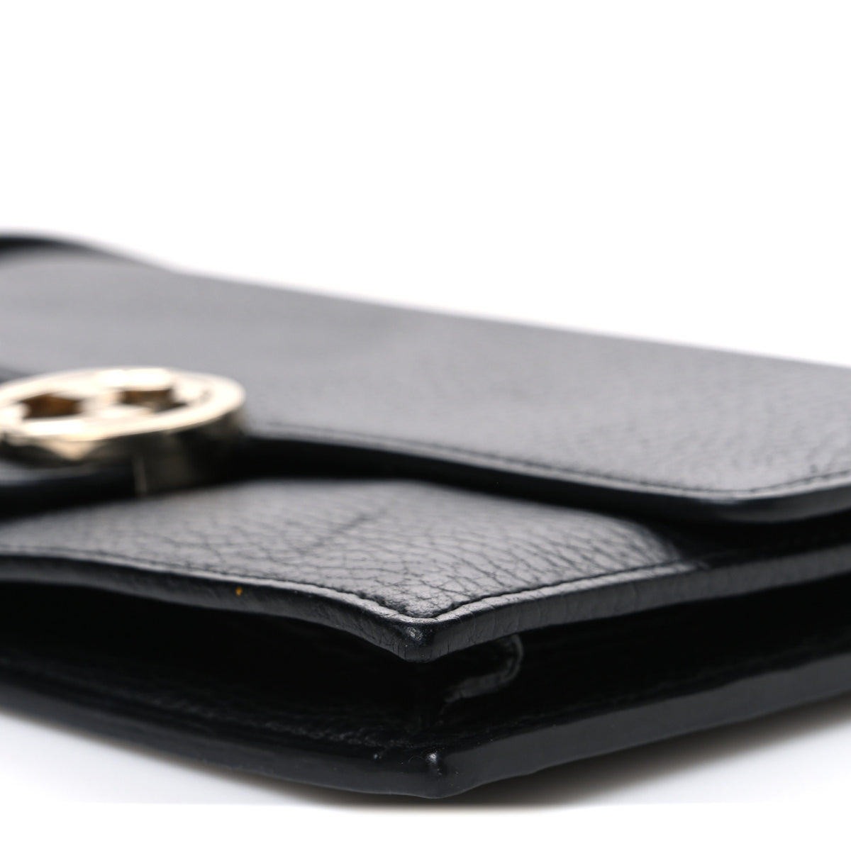 Dollar Calfskin Interlocking G Chain Wallet Black