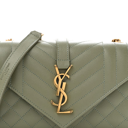 Saint Laurent Grain De Poudre Textured Mixed Matelasse Triquilt Small Monogram Satchel  Light Sage 7 of 10