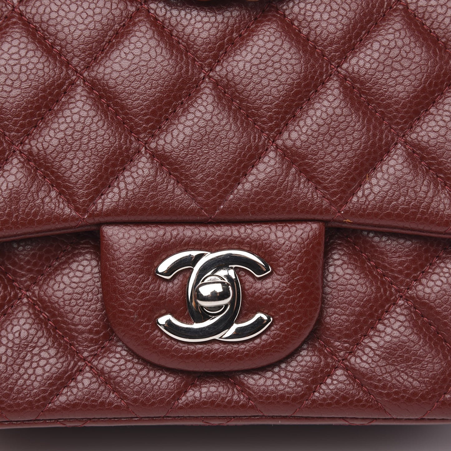Caviar Quilted Mini Square Flap Red