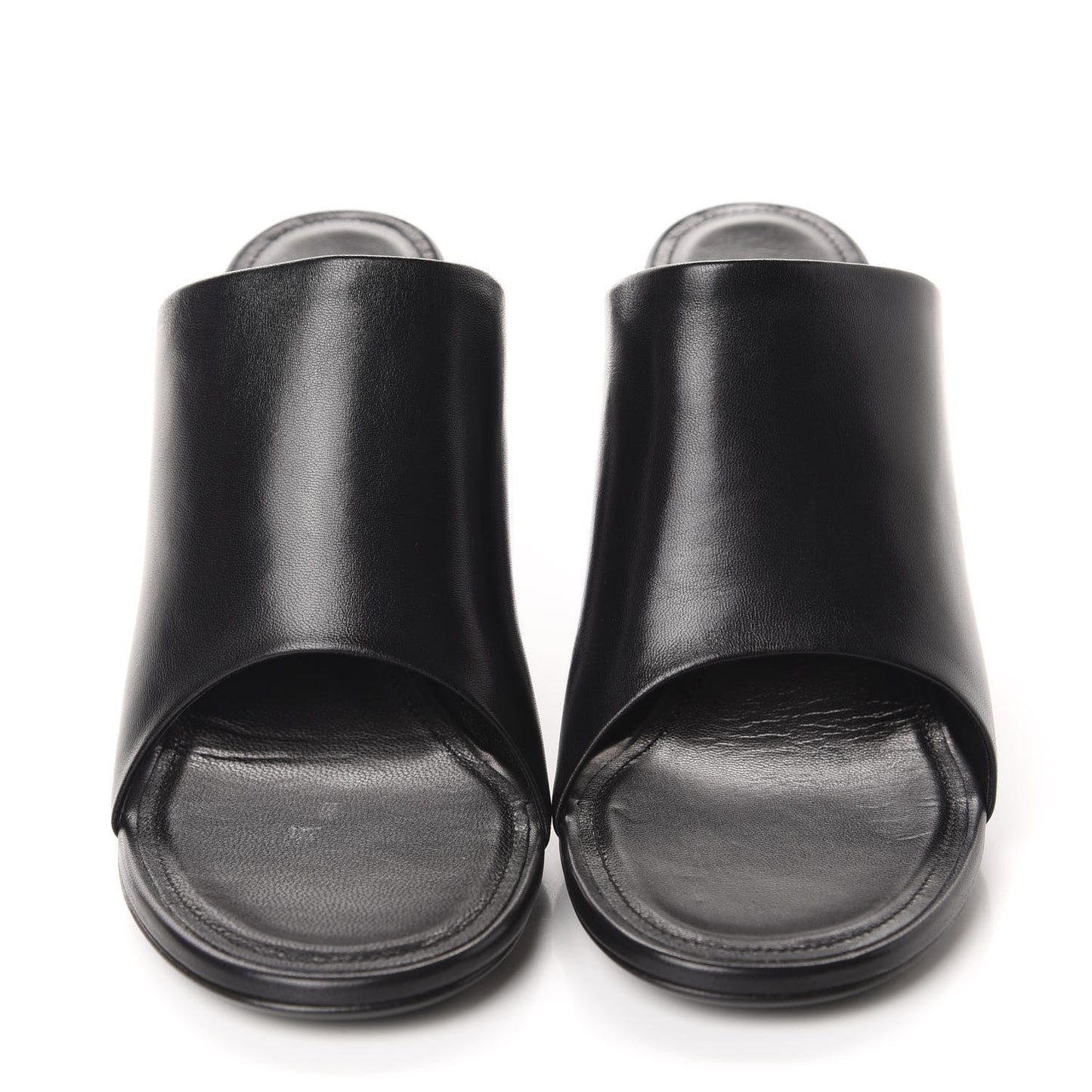 Shiny Sheepskin Oval 90mm Mule Pump 37 Black White