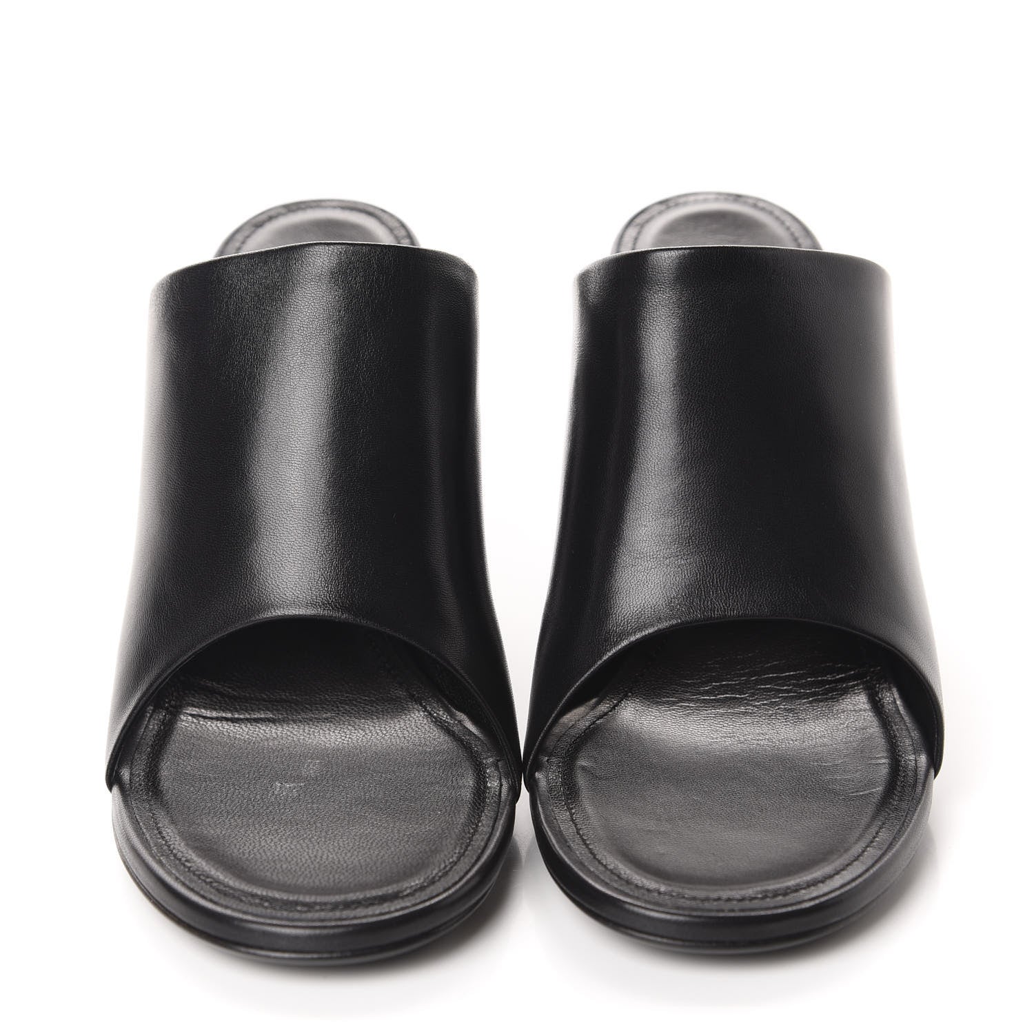 Balenciaga Shiny Sheepskin Oval 90mm Mule Pump 37 Black White 2 of 10