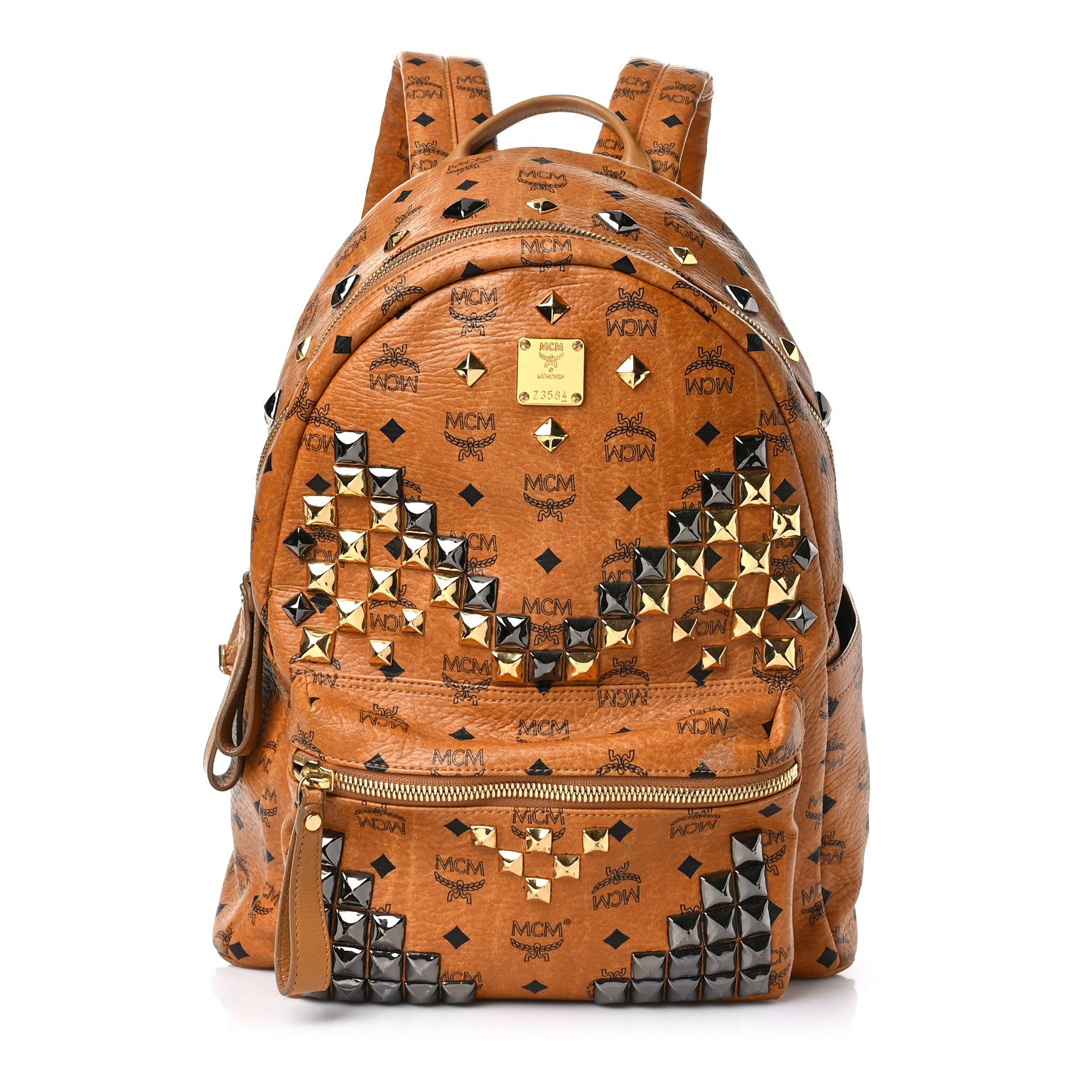 MCM Visetos Studded Medium Stark M Backpack Cognac 1 of 8