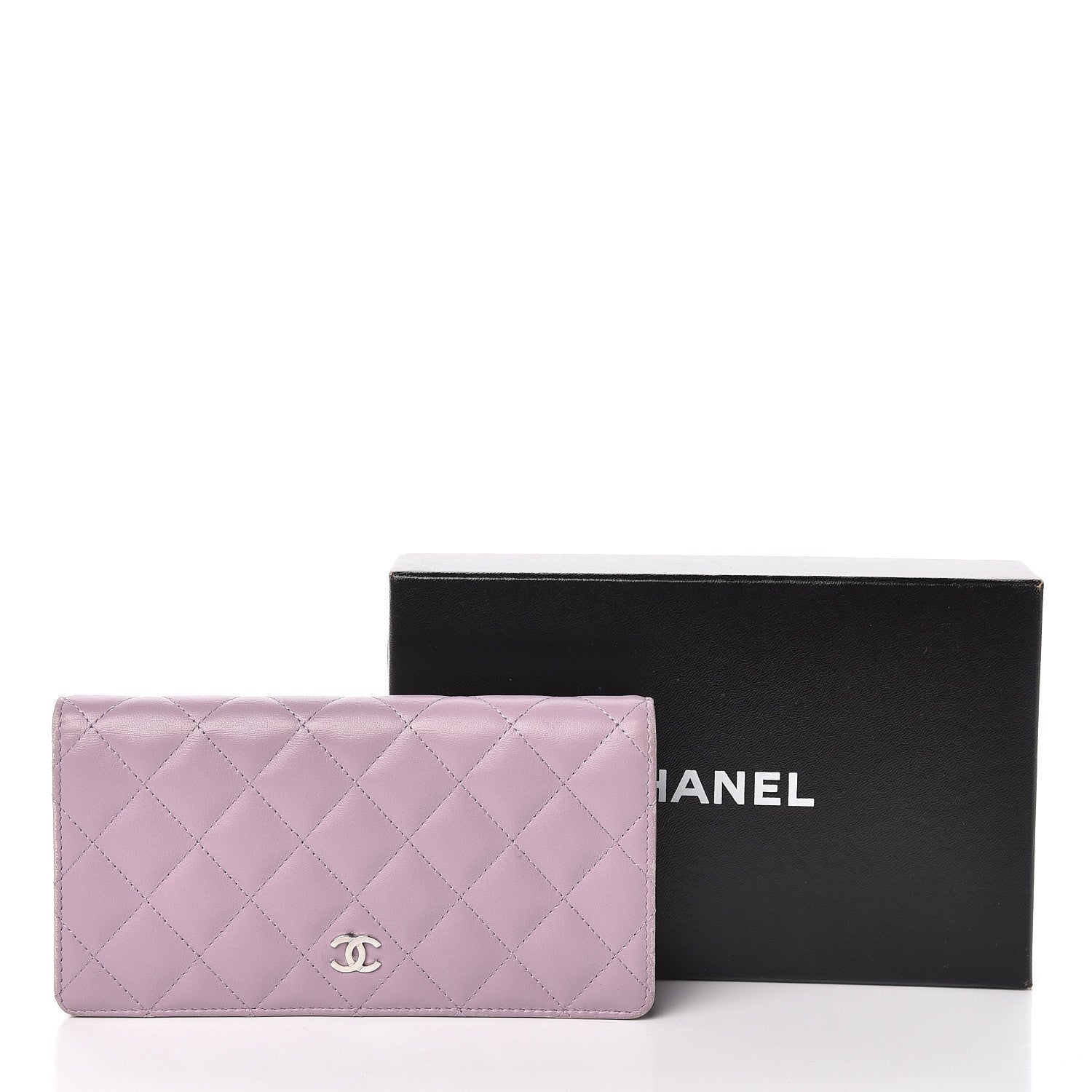Chanel Lambskin Quilted Yen Wallet Lilac 14 of 14