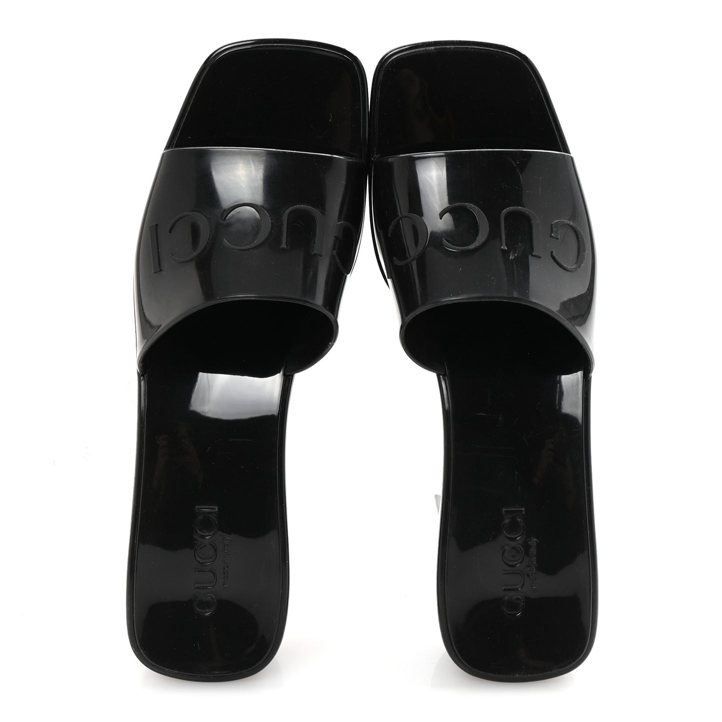 Rubber Gucci Logo Womens Platform 20/60mm Slide Sandals 39 Black