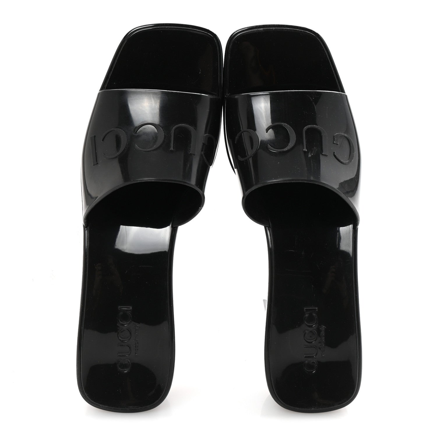 Gucci Rubber Gucci Logo Womens Platform 20/60mm Slide Sandals 39 Black 2 of 10