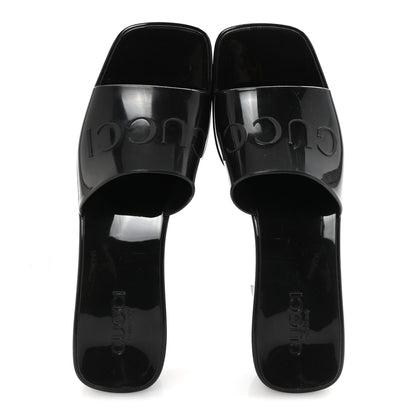 Gucci Rubber Gucci Logo Womens Platform 20/60mm Slide Sandals 39 Black 2 of 10