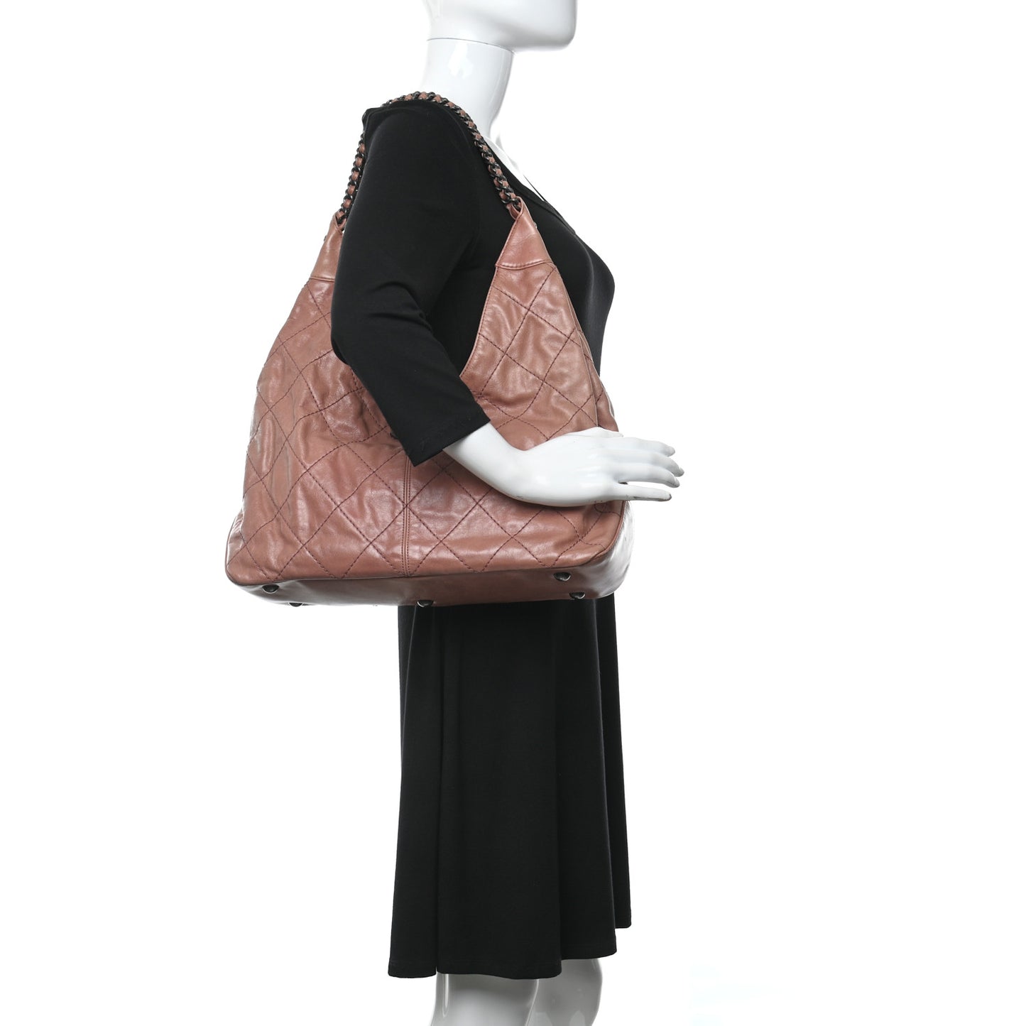 Aged Calfskin Quilted Coco Supple Hobo Beige