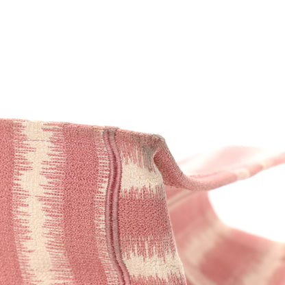 Christian Dior Canvas Embroidered Large Striped Book Tote Pink 11 of 13