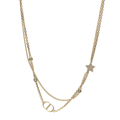 Christian Dior Metal Crystal Petit CD Double Necklace Gold 1 of 6