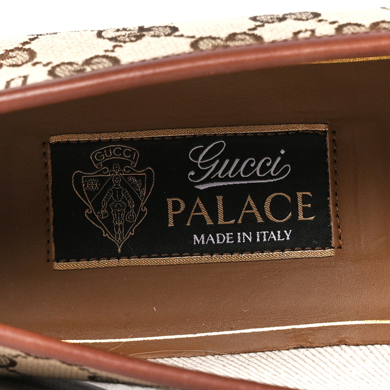 Gucci x PALACE Malaga Kid GG Monogram Horsebit Mens Loafers 12 Beige Ebony Cocoa 7 of 8