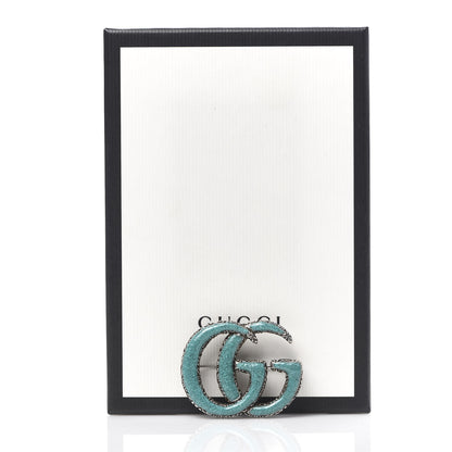 Gucci Sterling Silver Enamel GG Brooch Turquoise 5 of 5