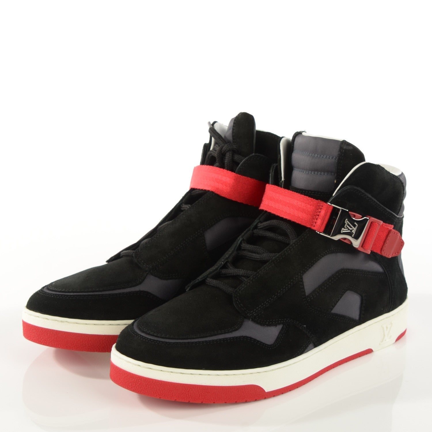 Louis Vuitton Suede Calfskin Nylon Slipstream Sneaker Boot Black 6 3 of 7