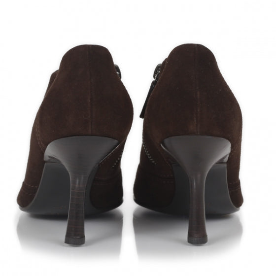 Chanel Suede Booties 37.5 Brown 3 of 10