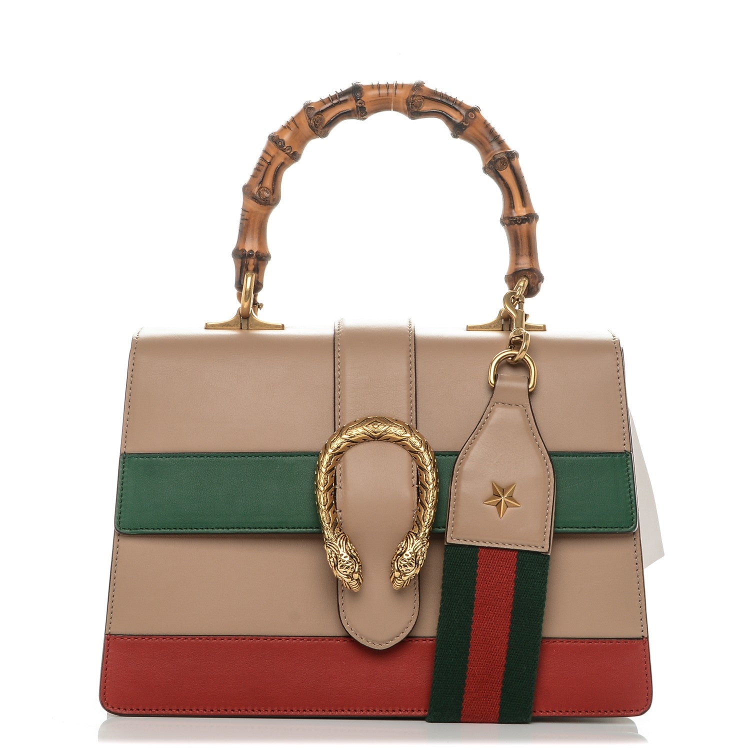 Gucci Calfskin Bamboo Web Medium Dionysus Top Handle Bag Camelia Bright Evergreen Hibiscus Red 1 of 7
