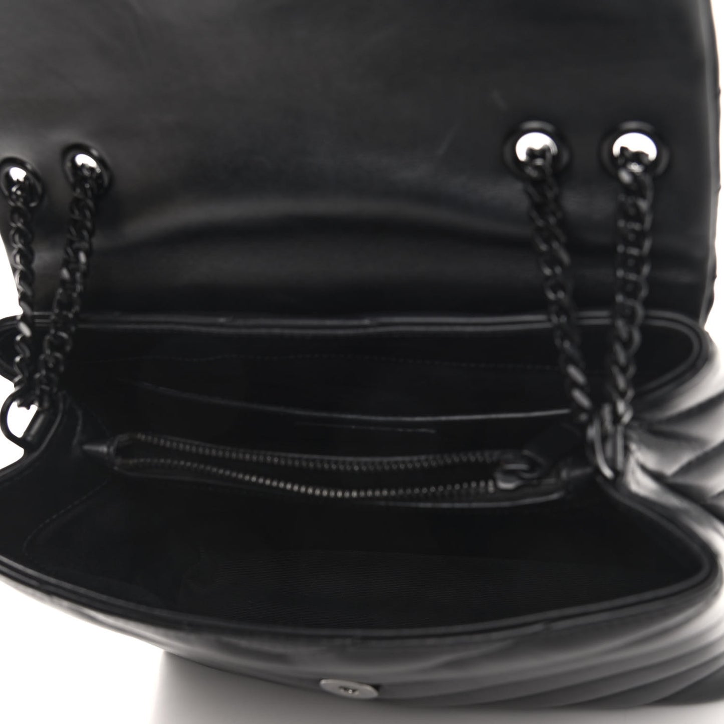 Calfskin Y Quilted Monogram Small Loulou Chain Satchel Black