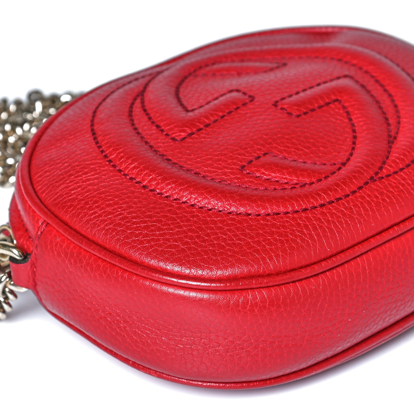 Pebbled Calfskin Mini Soho Chain Bag Tabasco Red