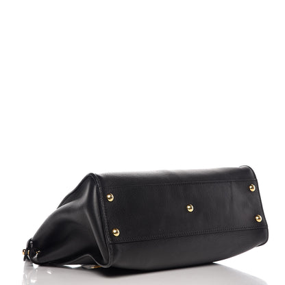 Fendi Vitello Seta Shiny Nappa Medium Peekaboo Iconic Satchel Black 4 of 14