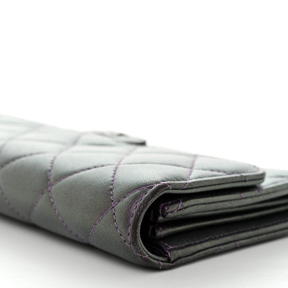 Chanel Iridescent Lambskin Quilted Large Gusset Flap Wallet Purple 13 of 16