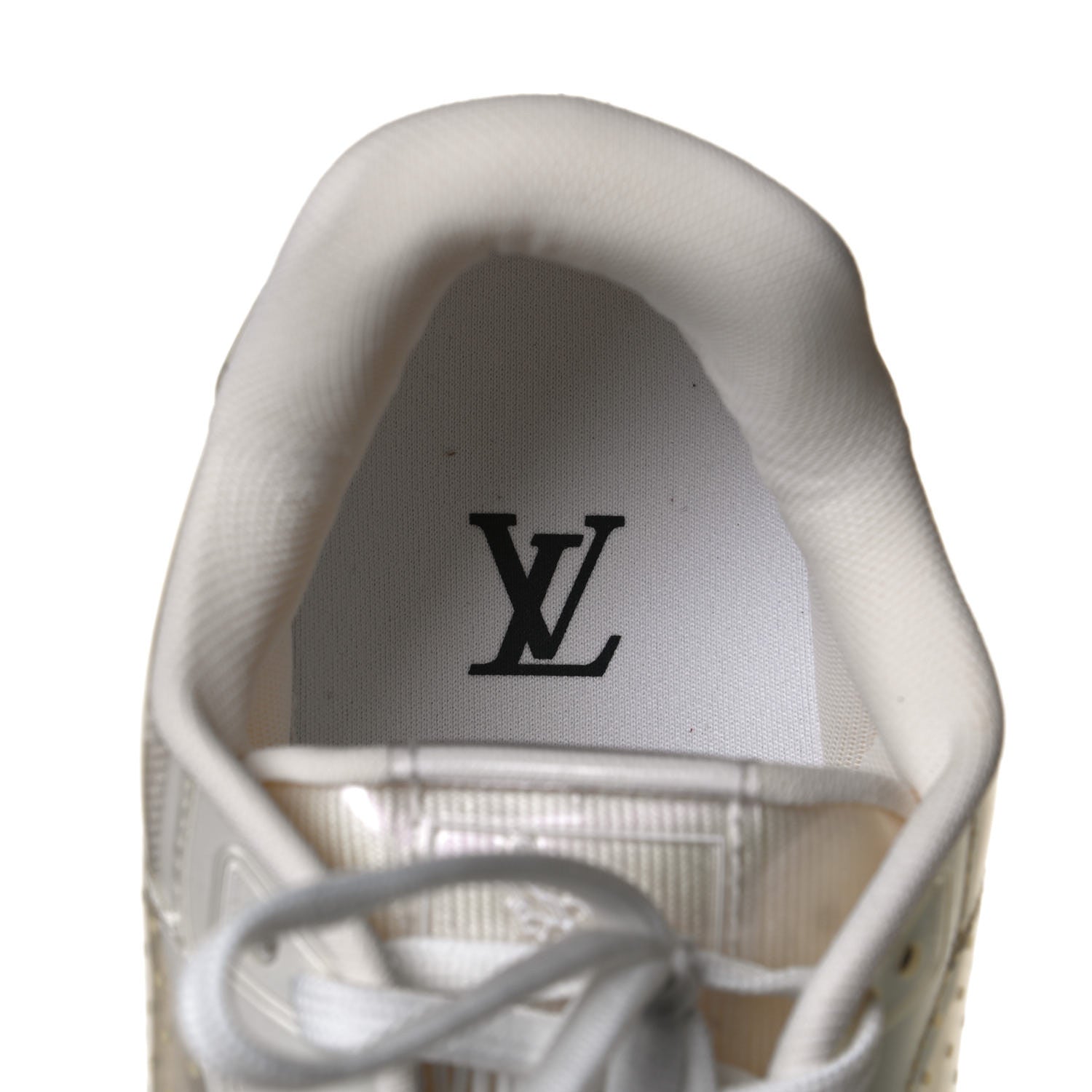 Louis Vuitton Mix Materials Transparent Monogram Mens LV Trainer Sneakers 7.5 White 7 of 9