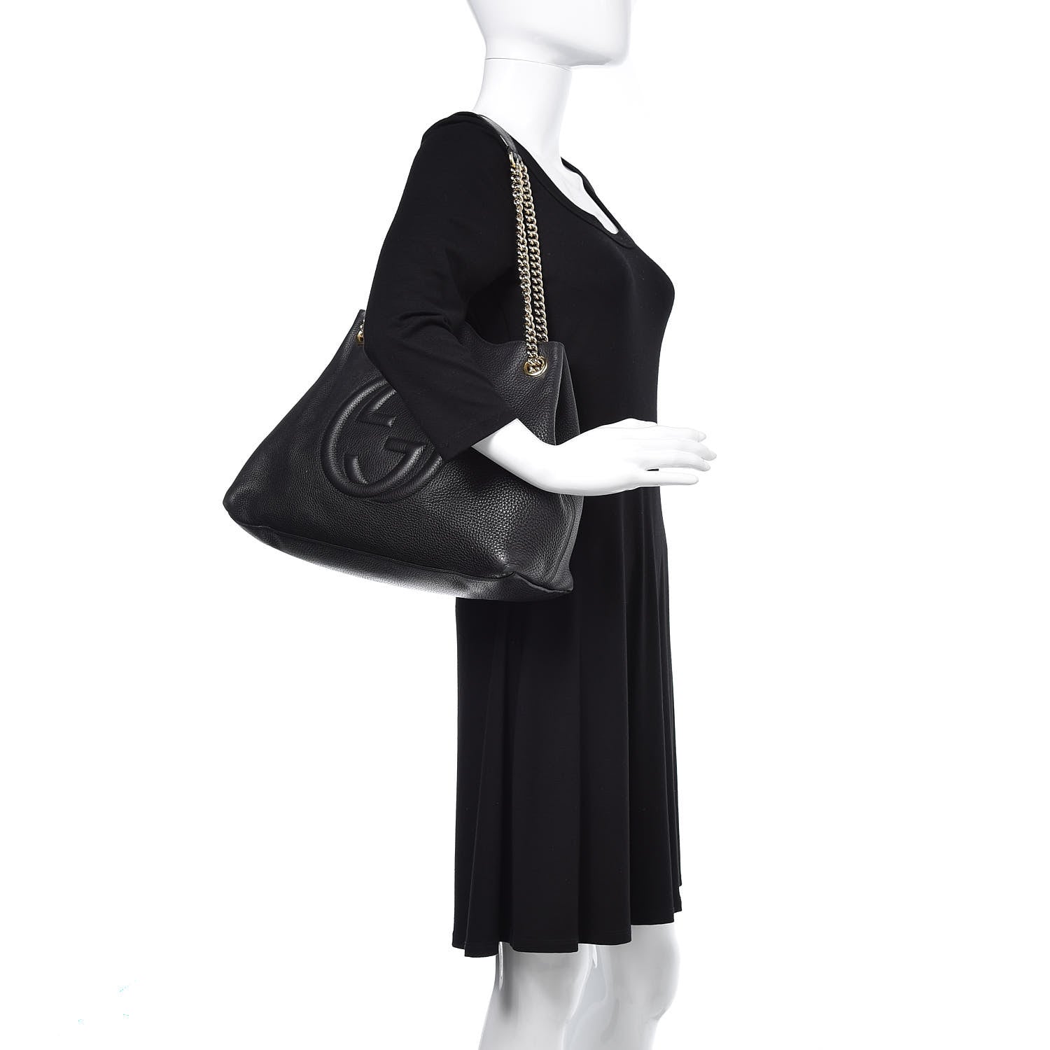 Gucci Pebbled Calfskin Medium Soho Chain Shoulder Bag Black 2 of 18
