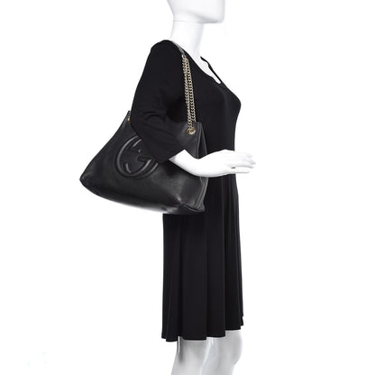 Gucci Pebbled Calfskin Medium Soho Chain Shoulder Bag Black 2 of 18