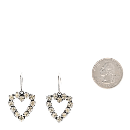 Saint Laurent Crystal Heart Drop Earrings Silver 2 of 5