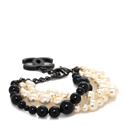 Chanel Pearl Bead CC Multistrand Bracelet Black 1 of 6
