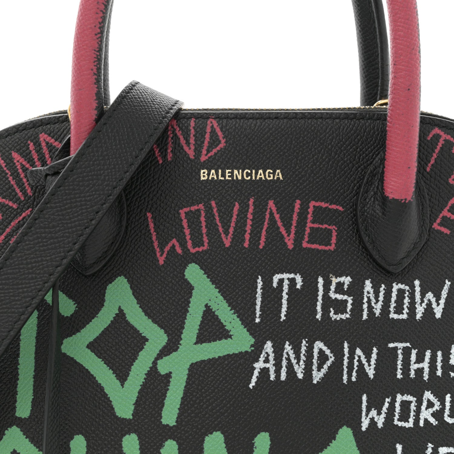 Balenciaga Signature Grained Calfskin Graffiti S Ville Top Handle Bag Black Multicolor 7 of 10
