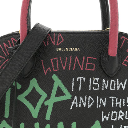 Balenciaga Signature Grained Calfskin Graffiti S Ville Top Handle Bag Black Multicolor 7 of 10