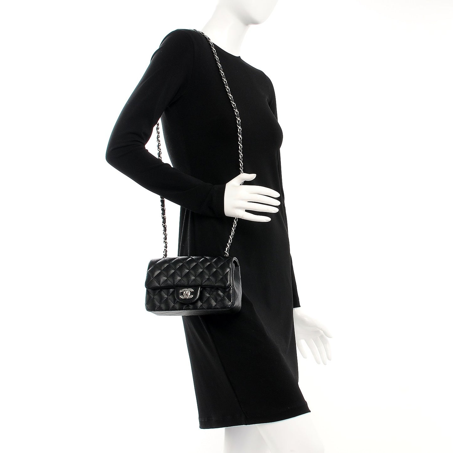 Caviar Quilted Mini Rectangular Flap Black