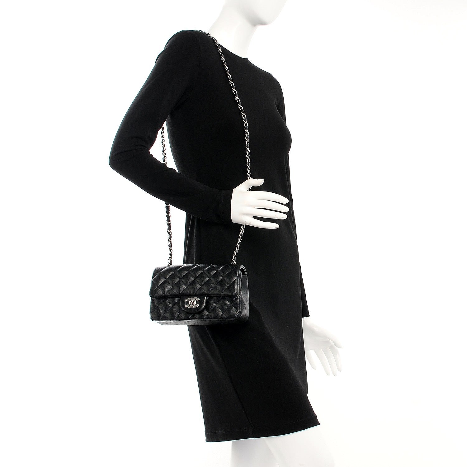 Chanel Caviar Quilted Mini Rectangular Flap Black 2 of 8