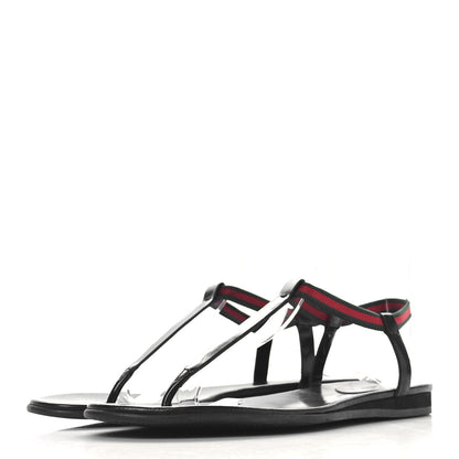 Gucci Nappa Web Wimbledon Thong Sandals 37 Black 4 of 8