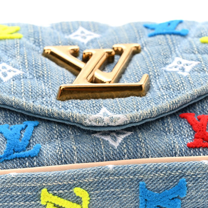 Louis Vuitton Embroidered Monogram Denim New Wave Chain Pochette Blue 11 of 13