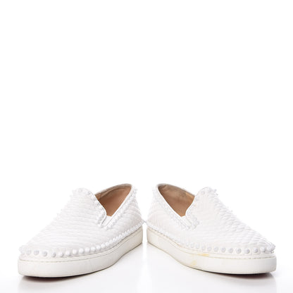 Christian Louboutin Nappa Scallop Embossed Spikes Roller Boat Flat 39 White 6 of 18