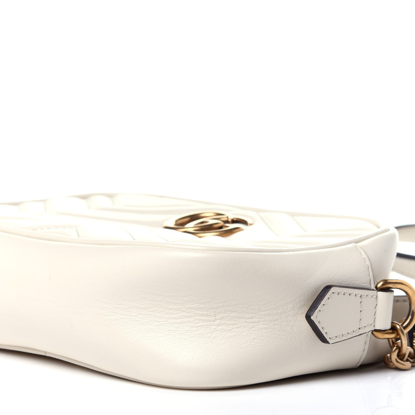 Calfskin Matelasse Mini GG Marmont Chain Shoulder Bag White