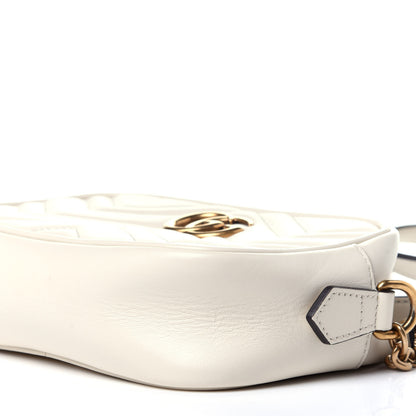 Gucci Calfskin Matelasse Mini GG Marmont Chain Shoulder Bag White 9 of 11
