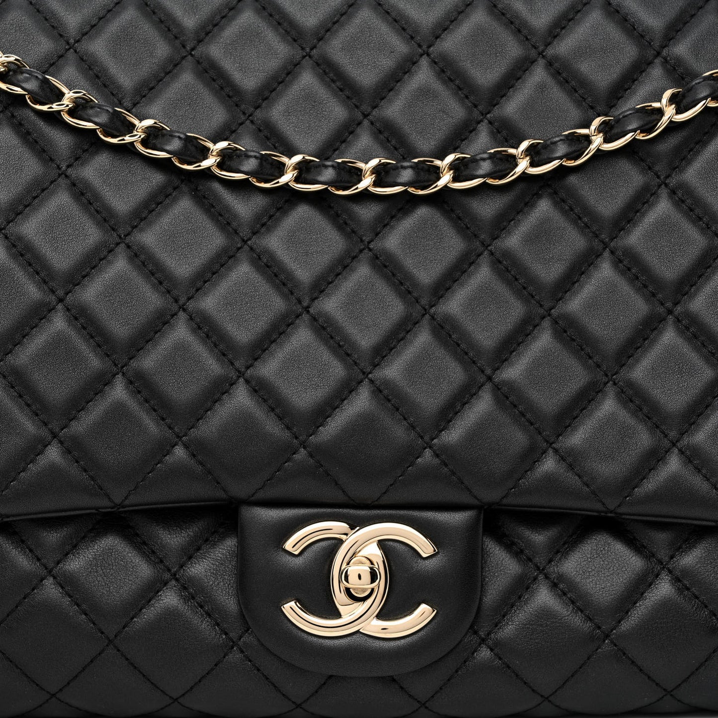 Calfskin Quilted Small XXL Travel Flap Bag Black