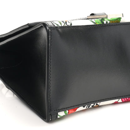 Balenciaga X GUCCI Canvas Boarded Plutone Calfskin Flora Logo Print Small Hourglass Top Handle Bag White Multicolor Black 9 of 10