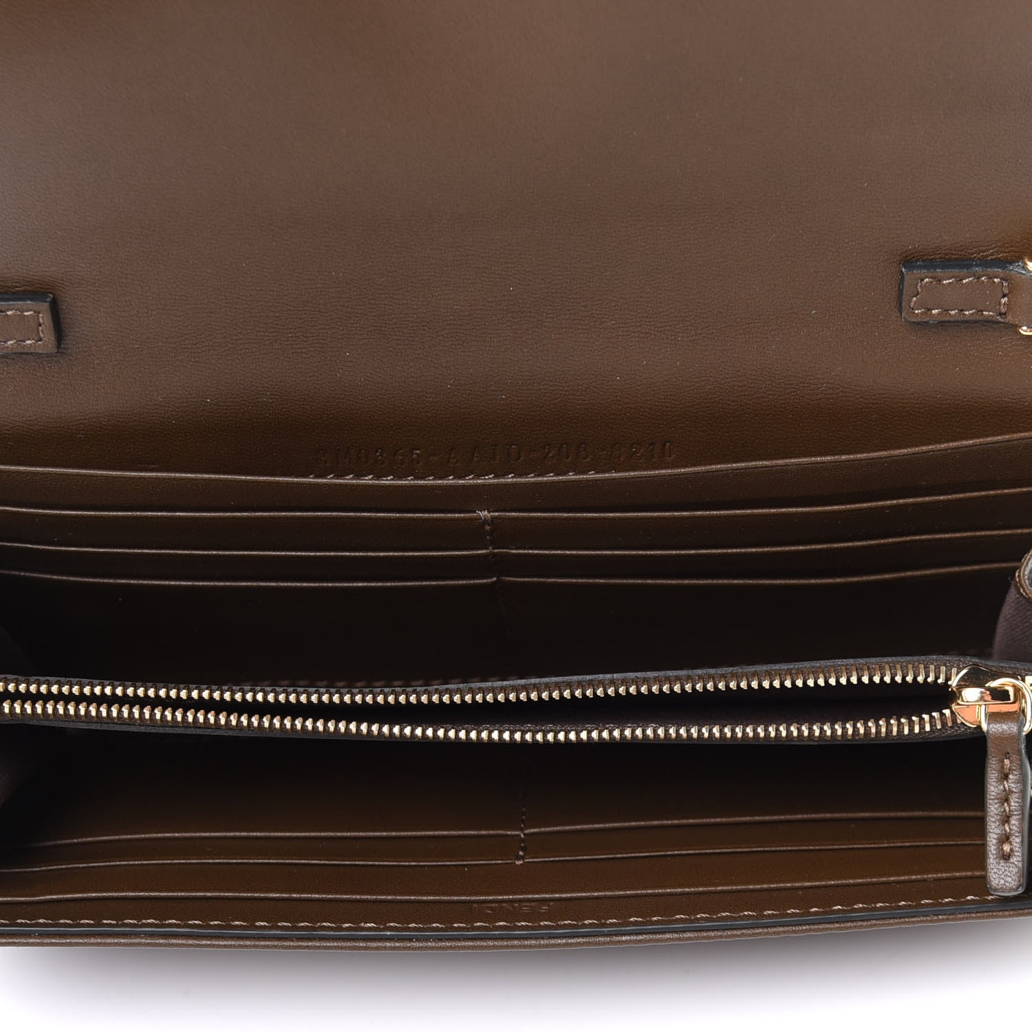 Fendi Nappa Matisse FF Embossed Continental Wallet On Chain Wood 7 of 13