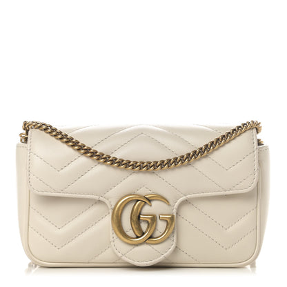 Gucci Calfskin Matelasse Super Mini GG Marmont Shoulder Bag White 1 of 10