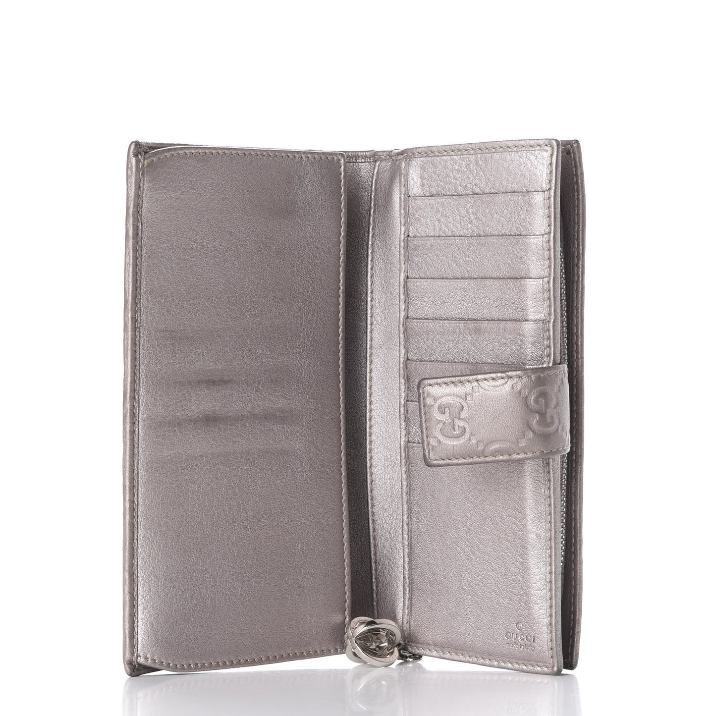 Guccissima Twins Continental Flap Wallet Silver
